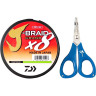 Шнур DAIWA J-Braid X8E-W/SC 0,10мм 135м chartreuse + ножницы 40002635